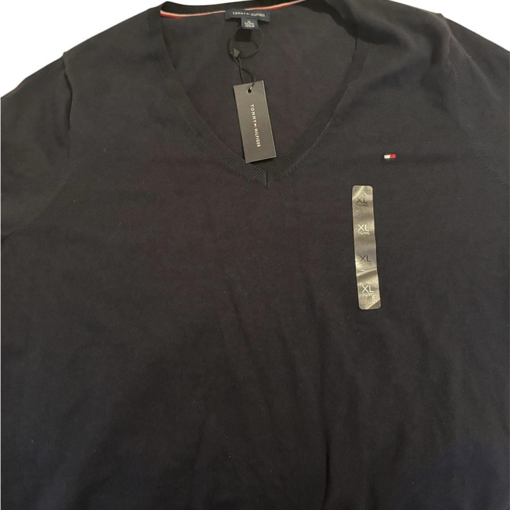 Tommy Hilfiger Women’s Dark Blue V-Neck Long Sleeve Shirt